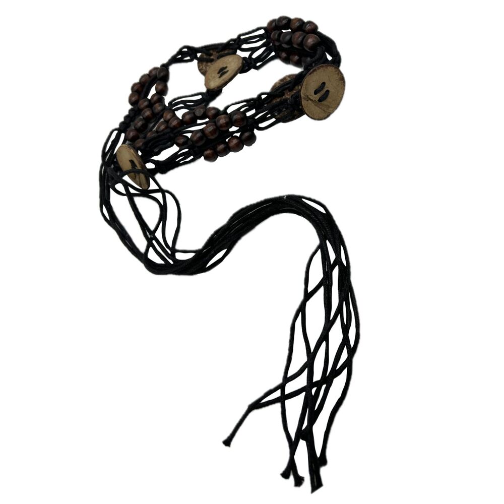 1970's Boho Beaded Suede Cord Belt